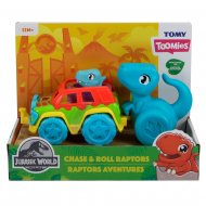 TOMY automašīnu komplekts ar dinozauru Chase & Roll Raptors, E73251