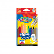COLORINO CREATIVE Izdzēšami plastikāta krītiņi 12 krāsas ar dzēšgumiju, 91992PTR