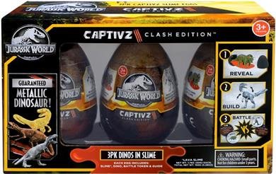 CAPTIVZ gļotu ola ar dinozaura figūru Clash Edition, 3 iepakojumi, TM-JW-BESE3PK TM-JW-BESE3PK