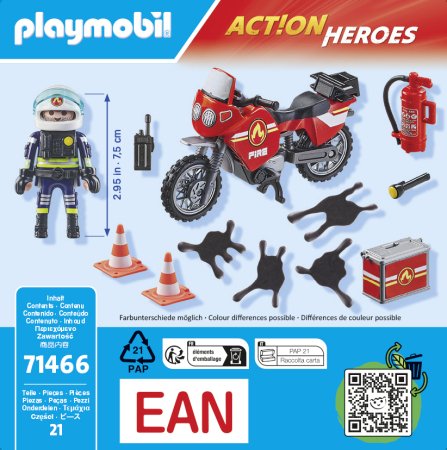 PLAYMOBIL ACTION HEROES uguns motocikla un naftas noplūdes incidents, 71466 