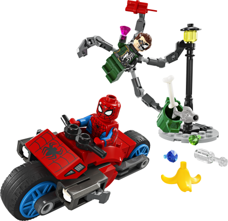 76275 LEGO® Super Heroes Marvel Pakaļdzīšanās Ar Motocikliem: Zirnekļcilvēks Pret Doktoru Astoņkāji 