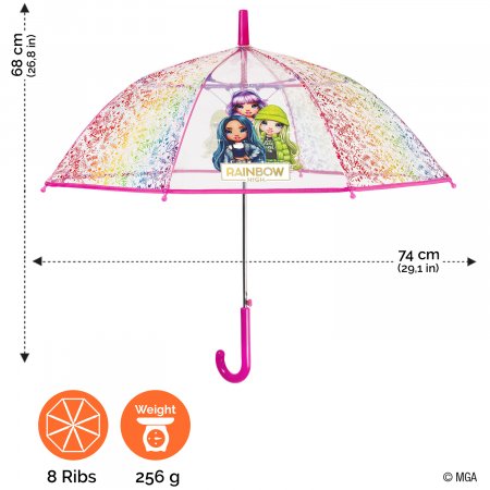 PERLETTI caurspīdīgs lietussargs Rainbow High 45/8, 75421 75421