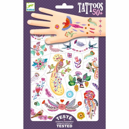 DJECO Tetovējumi Bright birds (50+ tetovējumi), DJ09615 DJ09615