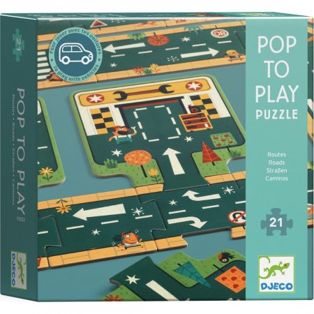 DJECO puzle Pop to Play Roads, 21 gab, DJ07162 DJ07162
