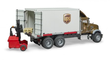 BRUDER 1:16 MACK Granite UPS loģistikas kravas automašīna ar iekrāvēju, 02828 