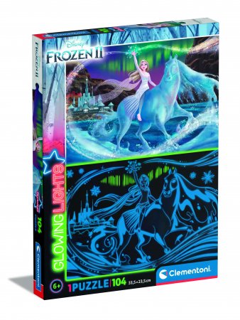CLEMENTONI puzle Glowing Frozen 2, 104gab., 27548 27548