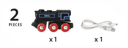 BRIO RAILWAY uzlādējams vilciens ar micro USB kabeli, 33599 33599
