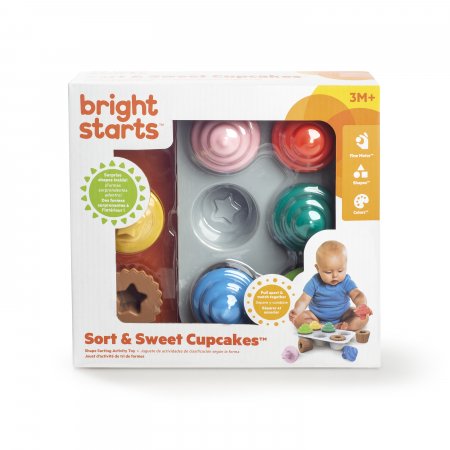 BRIGHT STARTS rotaļlieta Sort & Sweet cupcakes, 12499-3-MEWW-YW2 12499-3-MEWW-YW2