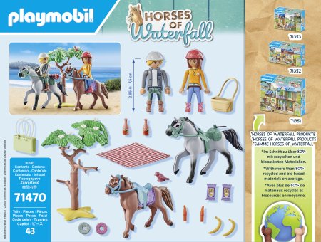 PLAYMOBIL HORSES OF WATERFALL Izjādes ar zirgiem ar Amēliju un Benu uz pludmali, 71470 