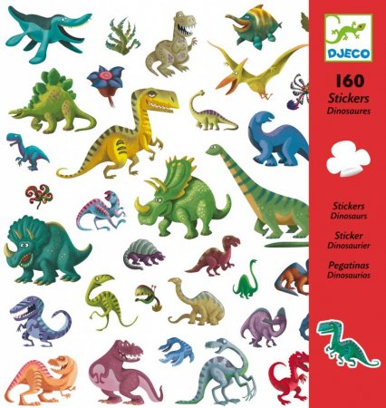 DJECO Uzlīmes Dinosaurs, (160 gab.), DJ08843 DJ08843