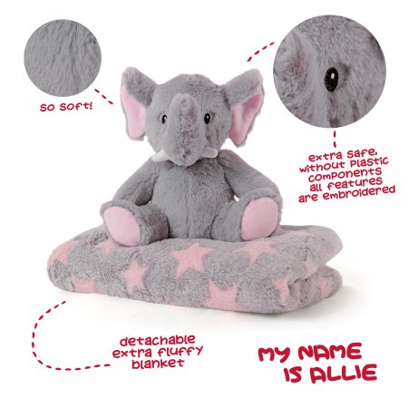 PERLETTI Mīksta plīša rotaļlieta ar segu Allie elephant, 13068 13068