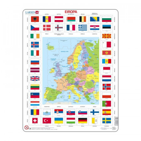 LARSEN puzzle Eiropas karte + karogi, KL1LV KL1LV