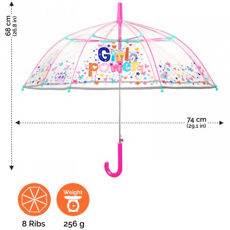 PERLETTI caurspīdīgs lietussargs Girl power 45/8, 15608 15608