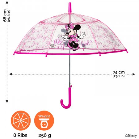 PERLETTI caurspīdīgs lietussargs Minnie 45/8, 50135 50135