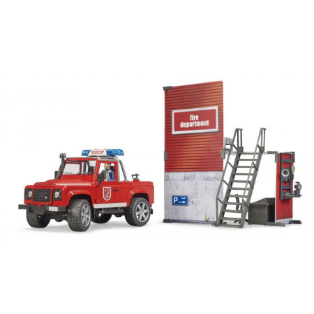 BRUDER ugunsdzēsēju depo ar Land Rover Defender un ugunsdzēsēju, 62701 62701
